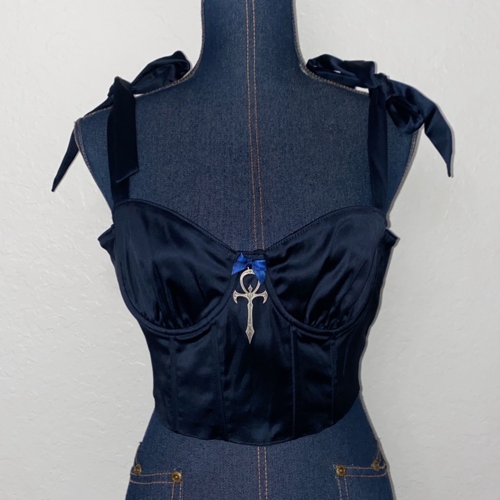 Blue satin top
